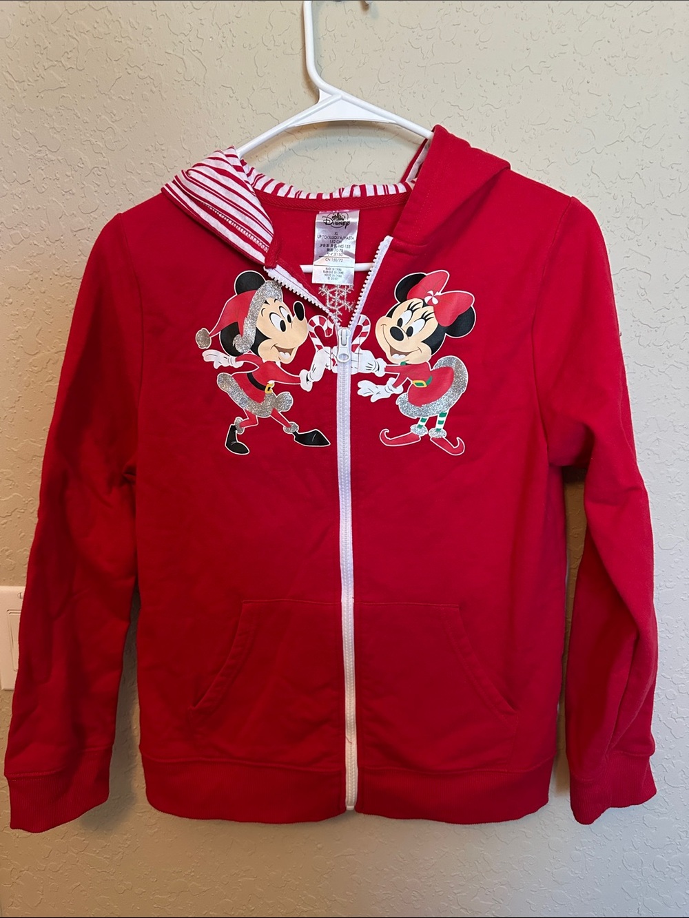 Disney Kids' Red Minnie & Mickey Holiday Zip Hoodie